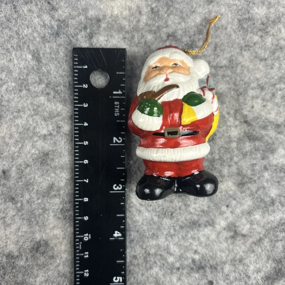 Lot of 8‎ Vintage Christmas Ornament Santa Claus Red White Ceramic Tree Decor